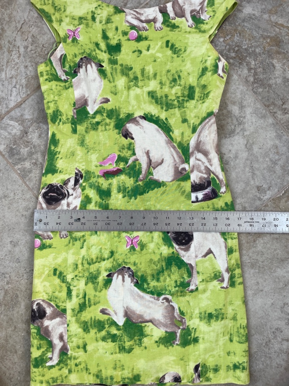 Vintage Moschino Lime Green Linen Pug Signature Lined Dress - Picture 9 of 10
